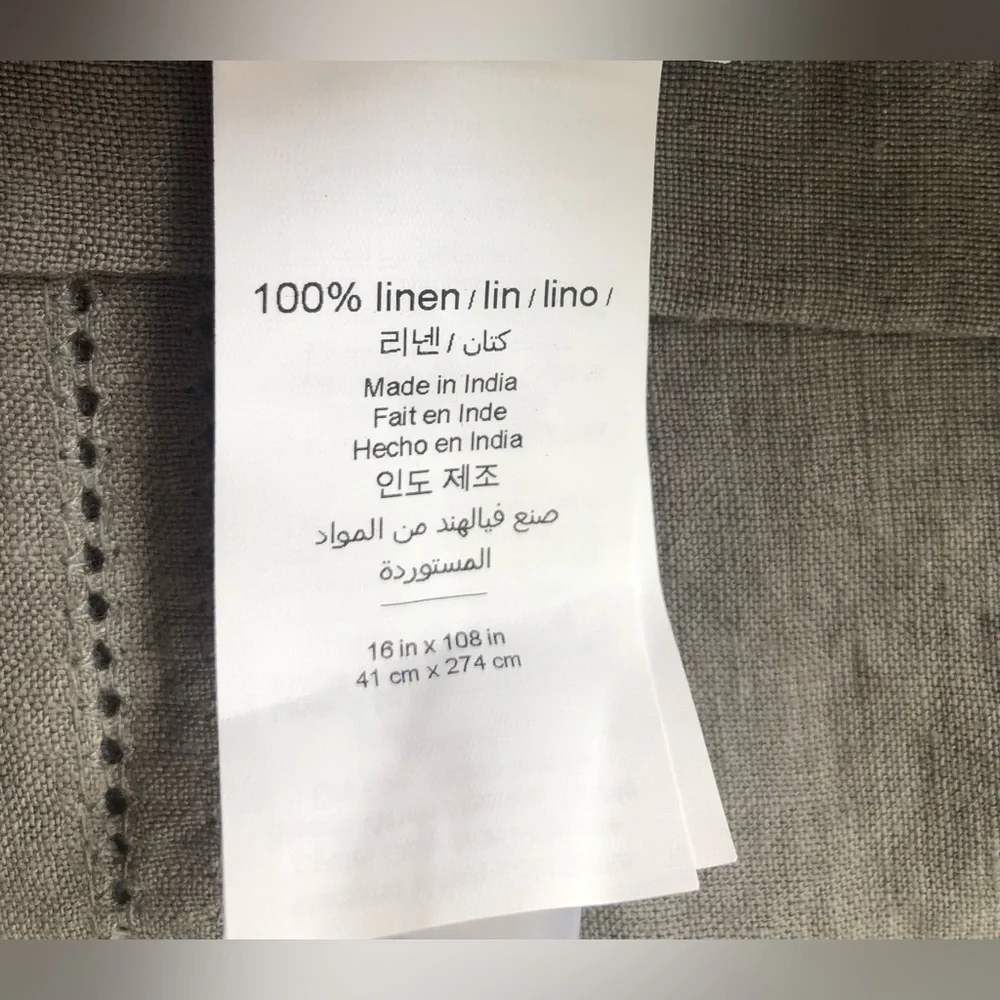 Williams Sonoma 100% Linen double hem stitch table runner